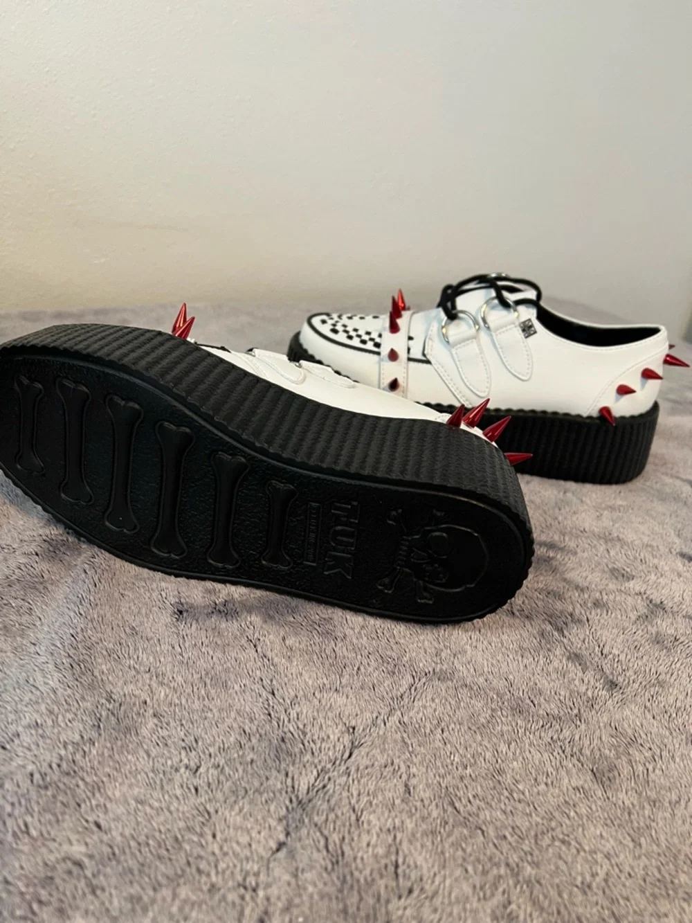 T.U.K White Leather Spike Viva Mondo Creepers NIB